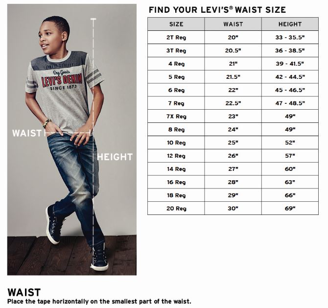 mens levi jeans size guide