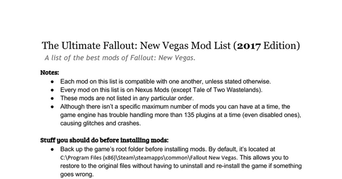 new vegas ultimate mod guide