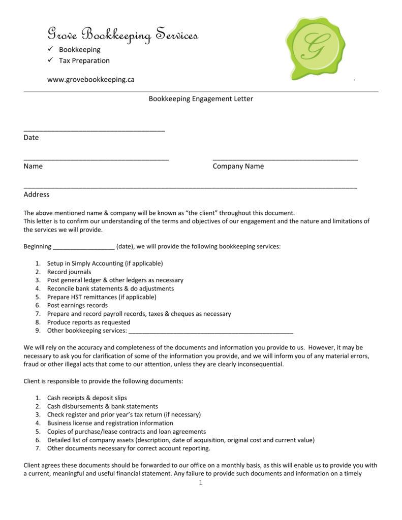 sample engagement letter for accounting services