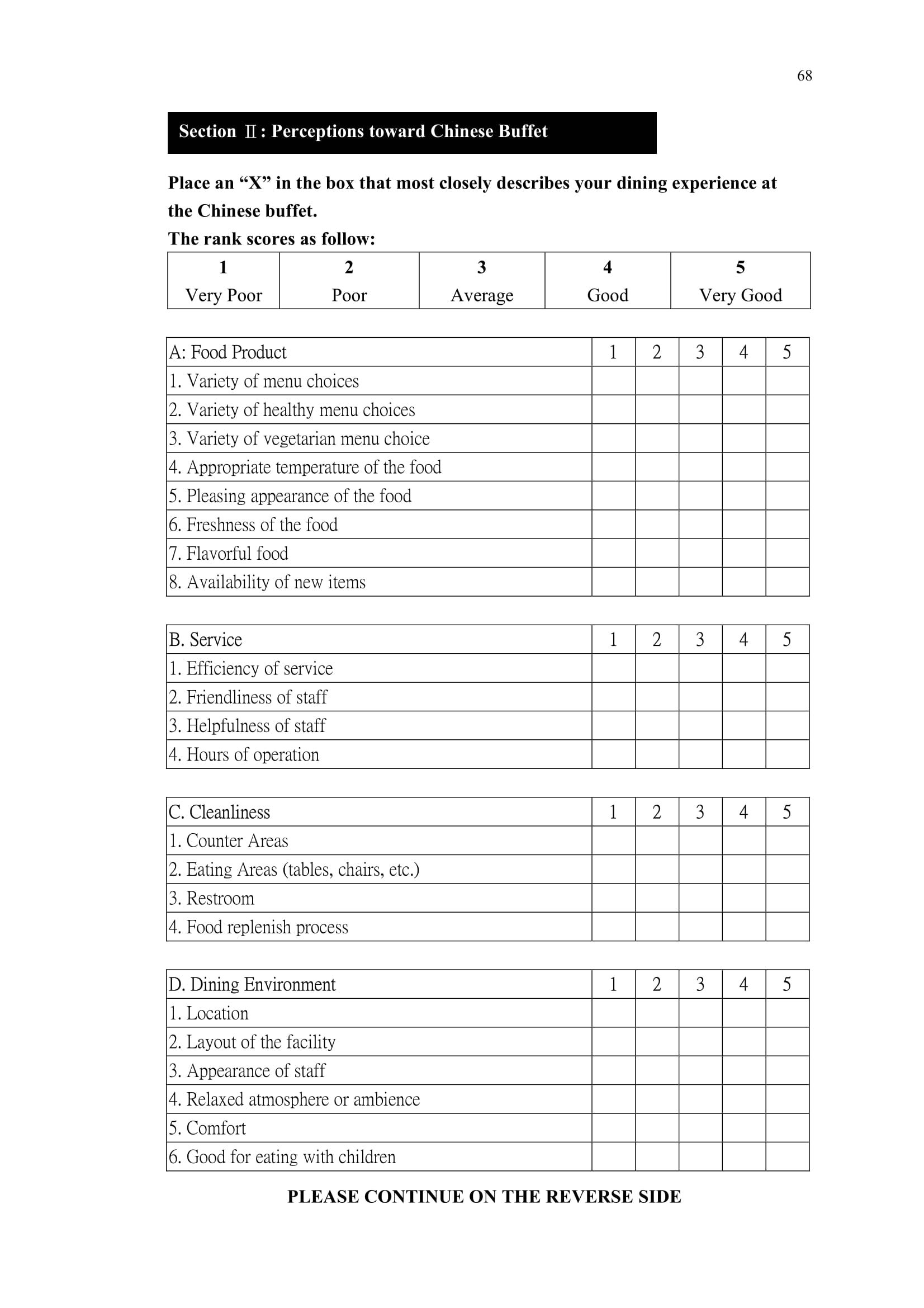 restaurant survey form pdf