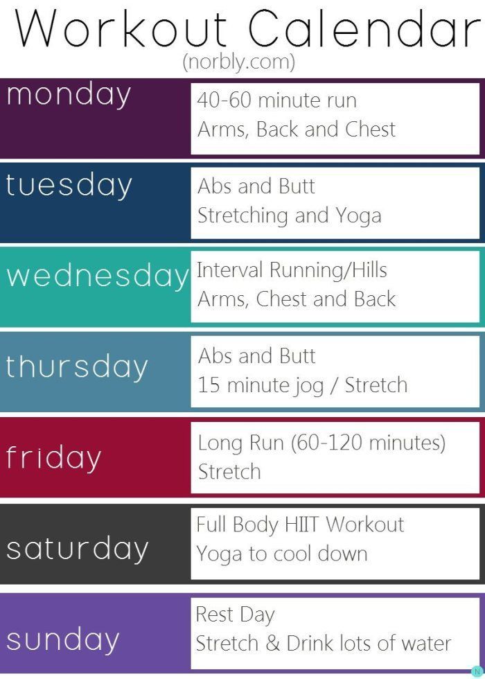 sample weekly workout plan