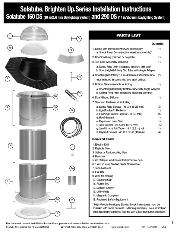 tubular skylight installation instructions