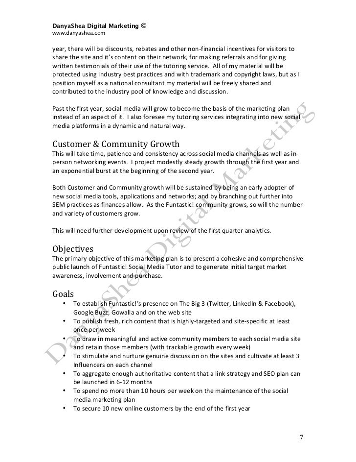 social media plan sample pdf