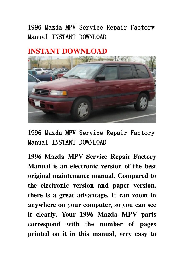 mazda bongo 1996 repair service manual