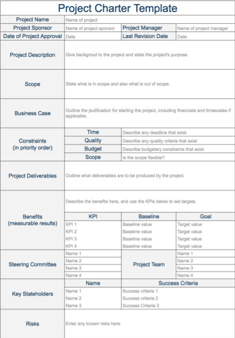 project charter sample pmp