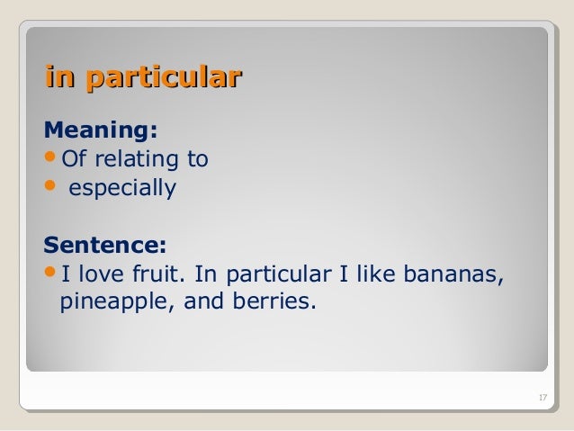 particular meaning in english dictionary