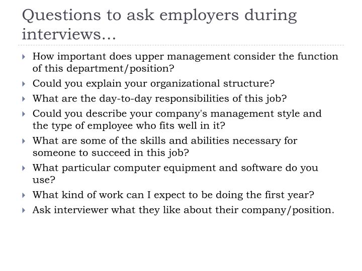 sample questions to ask employer during interview